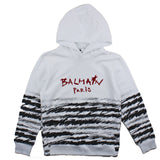 Balmain Felpa Chiusa Con Cappuccio Tinta Unita Con Stampe In Contrasto