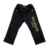 Balmain Pantalone Tinta Unita Con Stampa In Contrasto