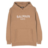 Balmain Maglioncino Modello Felpa Con Cappuccio Tinta Unita E Stampa Logo