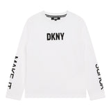 Dkny Shirt Tinta Unita Girocollo Con Stampa E Profili Logati