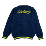 Iceberg Cardigan Tinta Unita Con Stampa Logo Posteriore