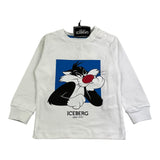 Iceberg Shirt Girocollo Tinta Unita Con Stampa Gatto Silvestro