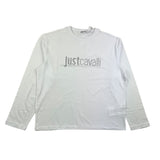 Just Cavalli Shirt Girocolo Tinta Unita Con Stampa Brillantinata