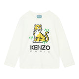 Kenzo Shirt Girocollo Tinta Unita Con Stampa Tigre