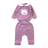 Little Bear Completo Tinta Unita Con Colletto E Stampa Maglia-Pantalone