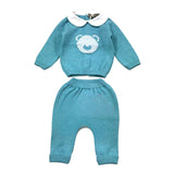 Little Bear Completo Tinta Unita Con Colletto E Stampa Maglia-Pantalone