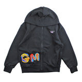 Msgm Felpa Tinta Unita Con Stampa Zip E Cappuccio