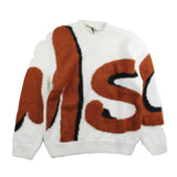 Msgm Maglia Bicolore Mezzo Collo Con Stampa