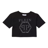 Philippe Plein T-Shirt Girocollo Tinta Unita Modello Corto Con Stampa Brillantinata