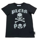 Philippe Plein T-Shirt Girocollo Tinta Unita Con Stampa E Brillantini