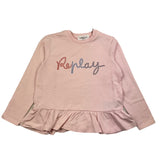 Replay Shirt Girocollo Tinta Unita Con Stampa Brillantinata