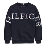 Tommy Hilfiger Felpa Chiusa Girocollo Tinta Unita Con Stampa Logo