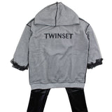 Twinset Completo Felpa Con Cappuccio-Leggins In Ecopelle