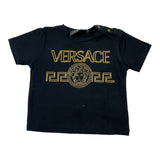 Versace T-Shirt Girocollo Tinta Unita Con Stampa In Contrasto