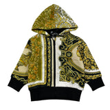 Versace Felpa Con Zip E Cappuccio Stampa Fantasia Versace