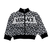 Versace Felpa Con Zip Con Stampa Logo E Fantasia Geometrica