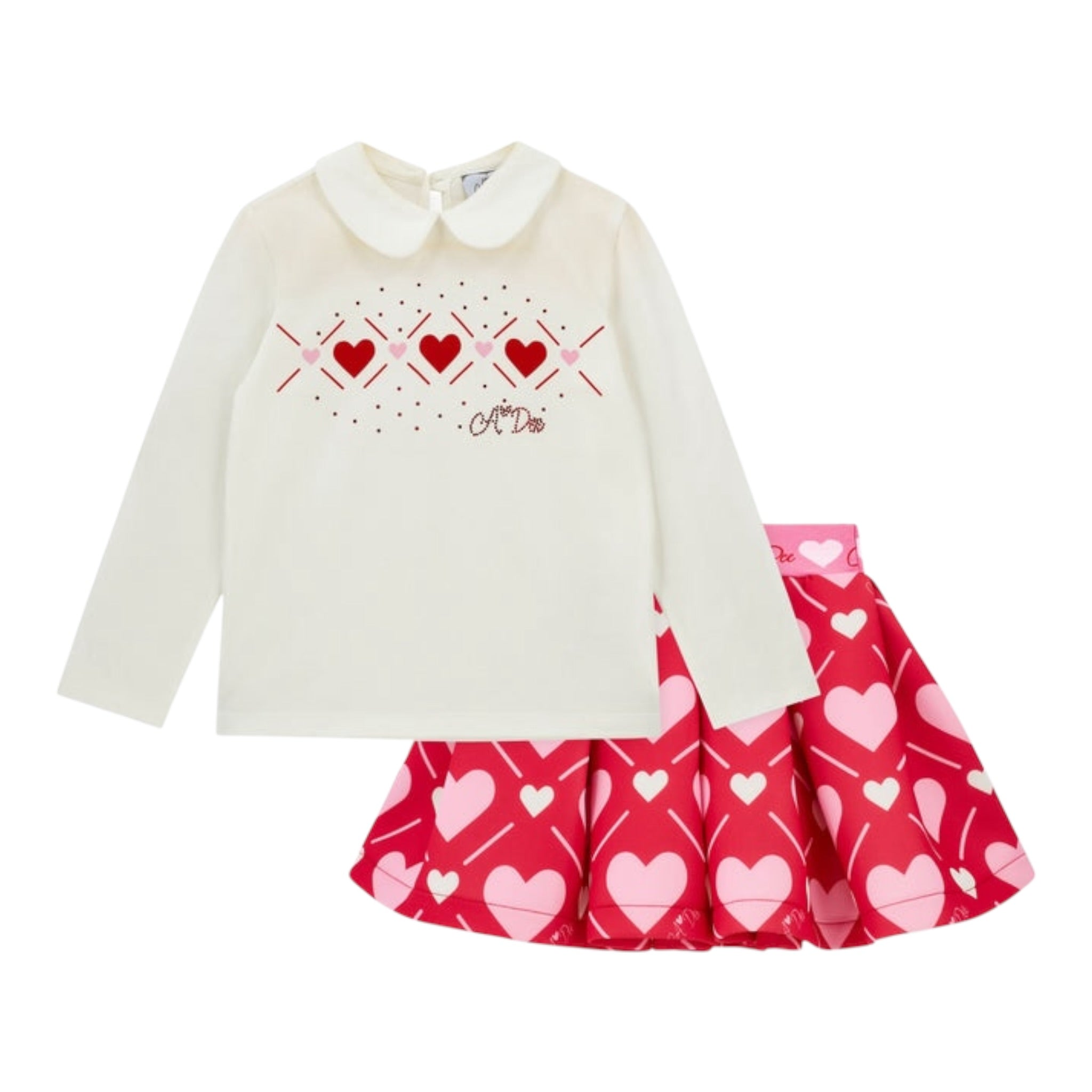 A Dee Completo 2Pz Shirt-Gonna Bianco per Neonata W251506 BIANCO  