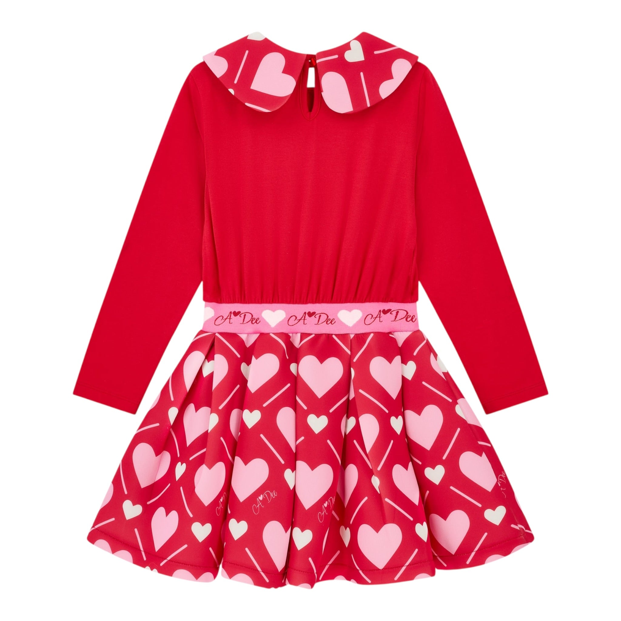 A Dee Abito tinta unita con Stampa Cuori Rosso per Neonata W251701N ROSSO  