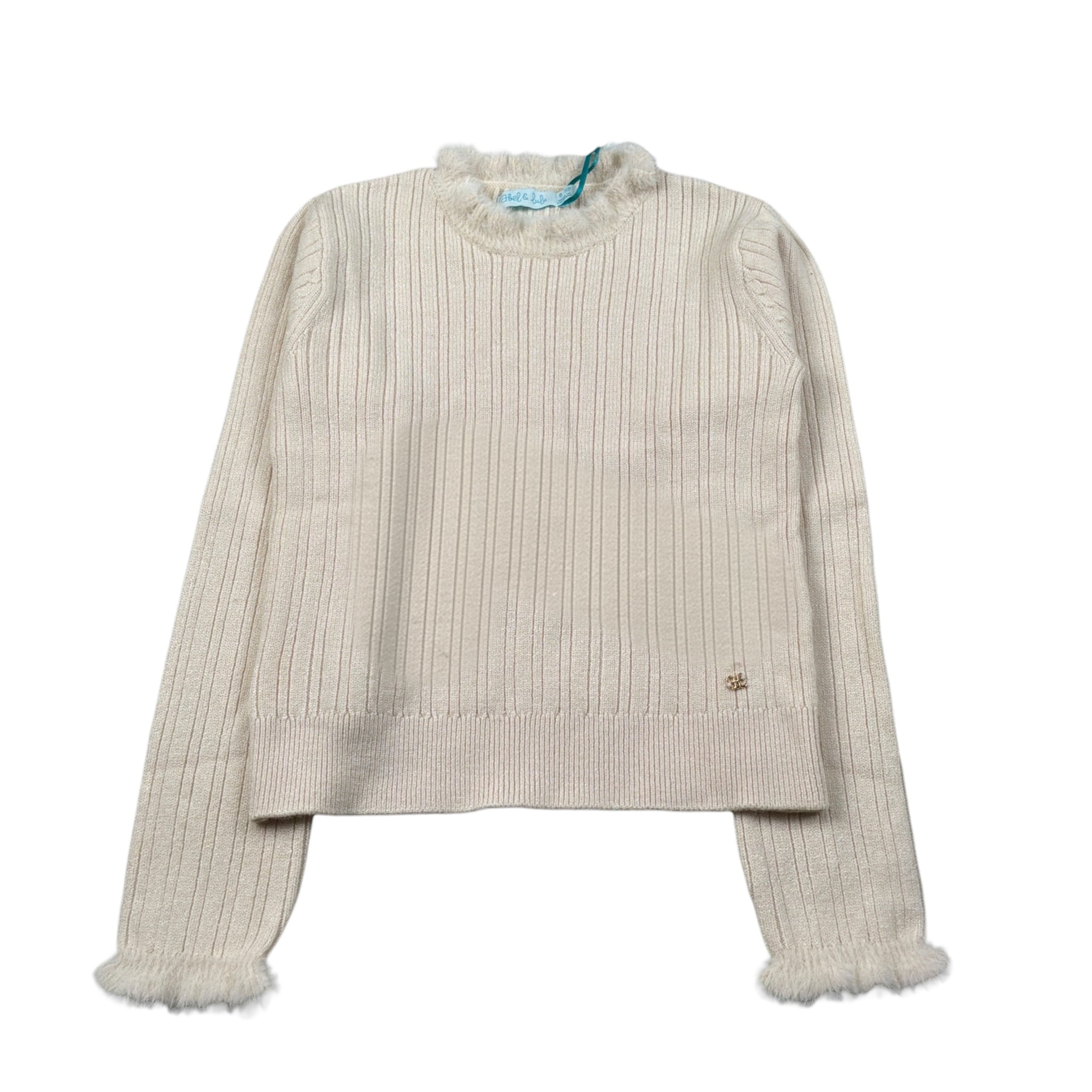 Abel & Lula Maglia tinta unita con Pelliccia Beige per Bambina 5835X BEIGE ABEL & LULA 