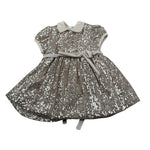 Aletta Abito Mezza Manica tinta unita con Paillettes Oro per Neonata H220346 ORO ALETTA 