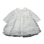 Aletta Abito Manica Lunga tinta unita con Tule Bianco per Neonata HP220335L BIANCO ALETTA 