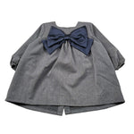 Aventiquattrore Abito Manica Lunga tinta unita con Fiocco Grigio per Bambina A2401678 GRIGIO AVENTIQUATTRORE 