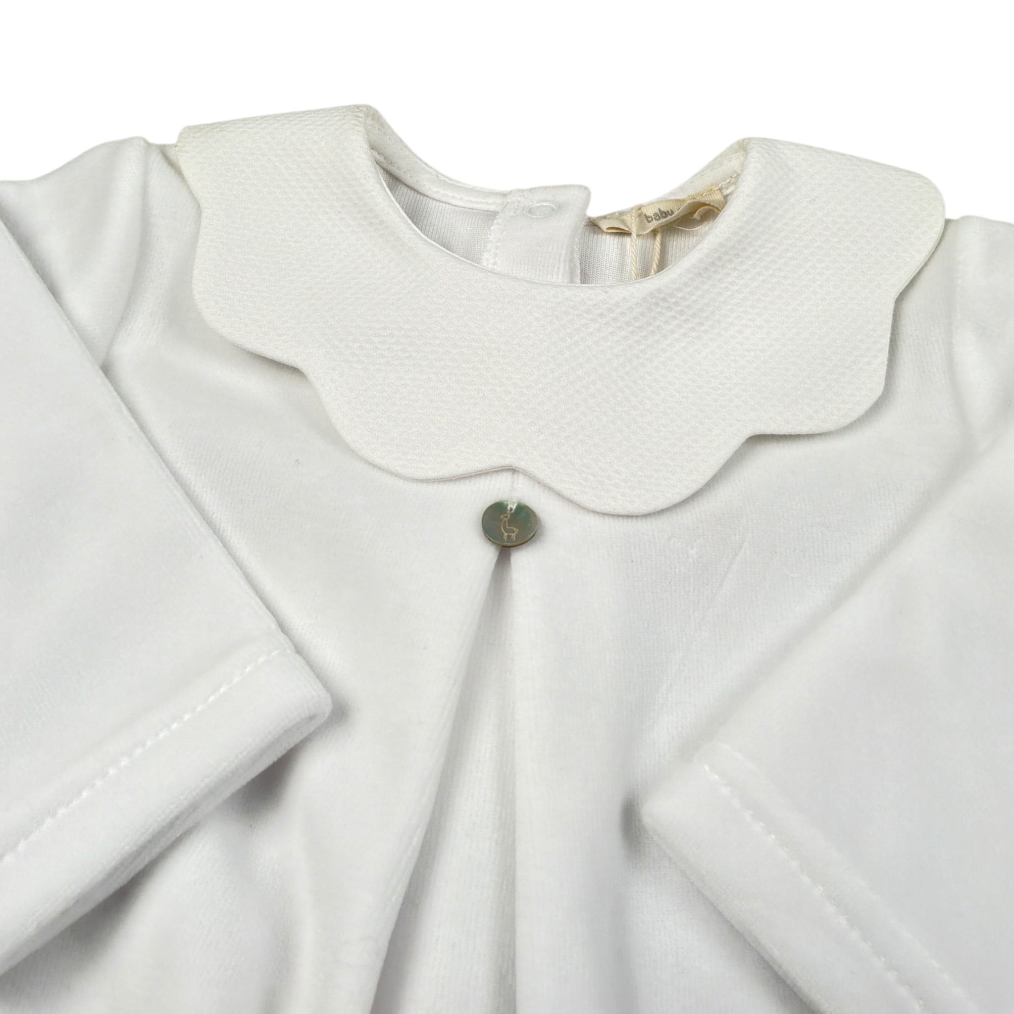 Baby Gi Tutina Manica Lunga tinta unita In Ciniglia Bianco per Neonato PQ50 BIANCO BABY GI 