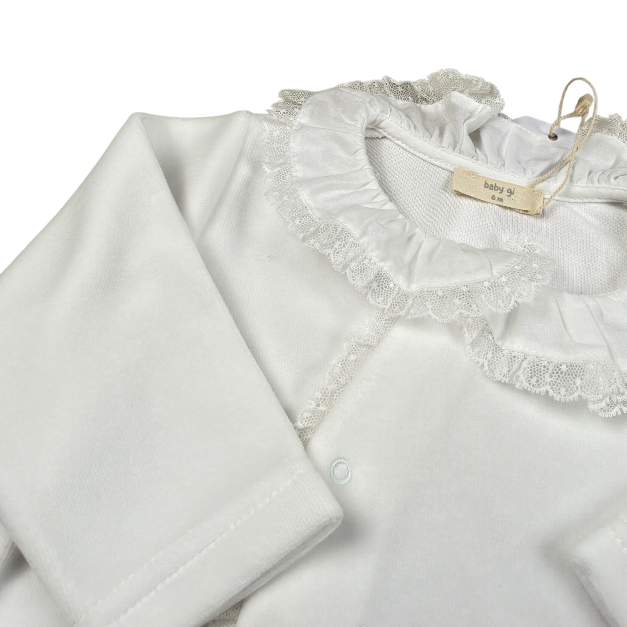 Baby Gi Tutina Manica Lunga tinta unita In Ciniglia Bianco per Neonata RND53 BIANCO BABY GI 