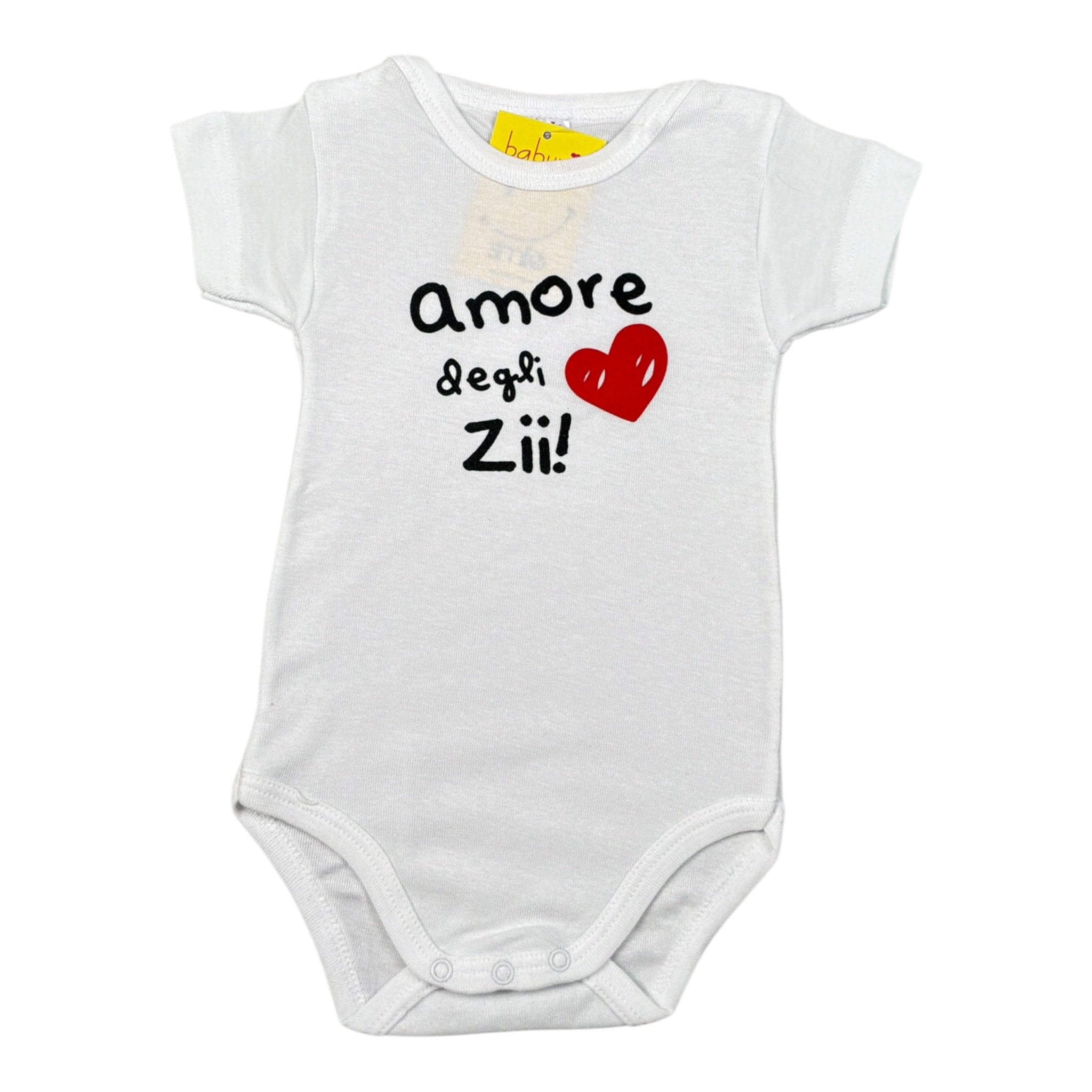 Babyvip Body tinta unita con Stampa ''Amore Degli Zii'' Bianco per Neonata J606 BIANCO BABYVIP 