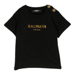 Balmain T-Shirt tinta unita con Logo Nero per Neonato BS8011 NERO BALMAIN 