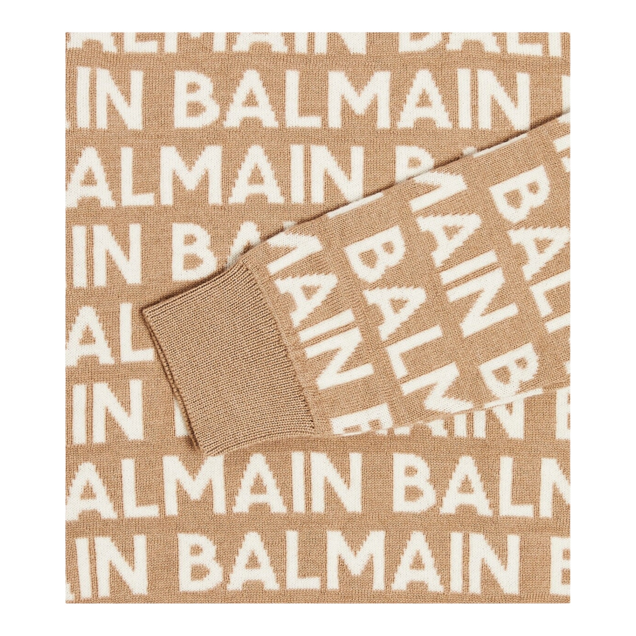 Balmain Maglia Girocollo tinta unita con Stampe Beige per Bambino BT9P20 BEIGE BALMAIN 
