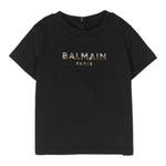 Balmain T-Shirt tinta unita con Logo Nero per Neonato BU8001 NERO BALMAIN 
