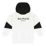 Balmain Felpa Chiusa con Cappuccio Bicolore Bianco/Nero per Bambino BV4Q70 BIANCO/NERO BALMAIN 