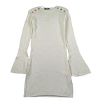 Balmain Abito Manica Lunga tinta unita con Bottoni Panna per Bambina BX1D30 PANNA BALMAIN 