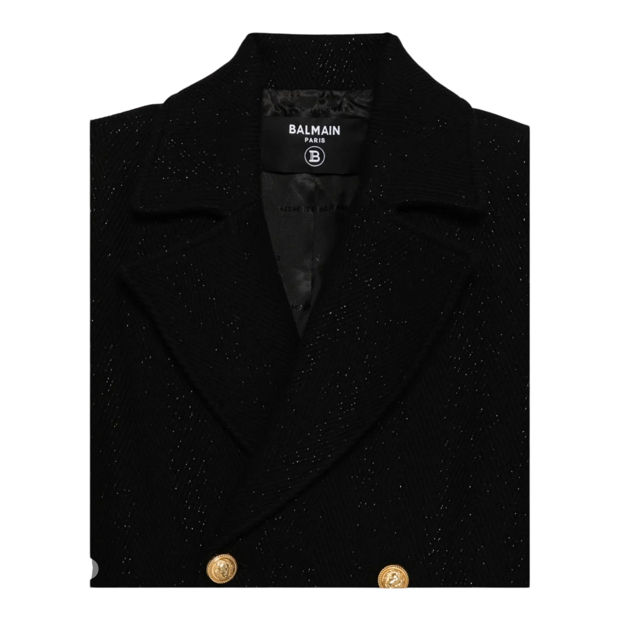 Balmain Cappotto tinta unita con Bottoni Nero per Bambina BX2Q10 NERO BALMAIN 