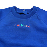 Balmain Felpa Chiusa Girocollo tinta unita con Stampa Blu per Neonato BX4590 BLU BALMAIN 