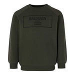 Balmain Felpa Chiusa Girocollo tinta unita con Stampa Verde per Bambino BX4P80 VERDE BALMAIN 