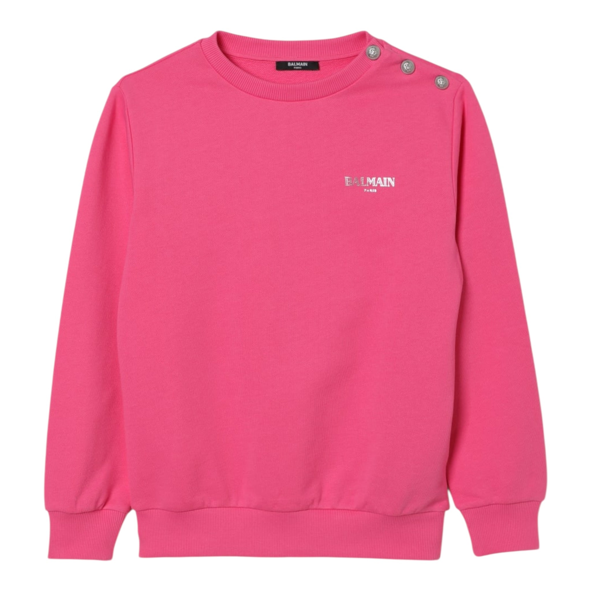 Balmain Felpa tinta unita con Stampa Fuxia per Bambina BX4R10 FUXIA BALMAIN 