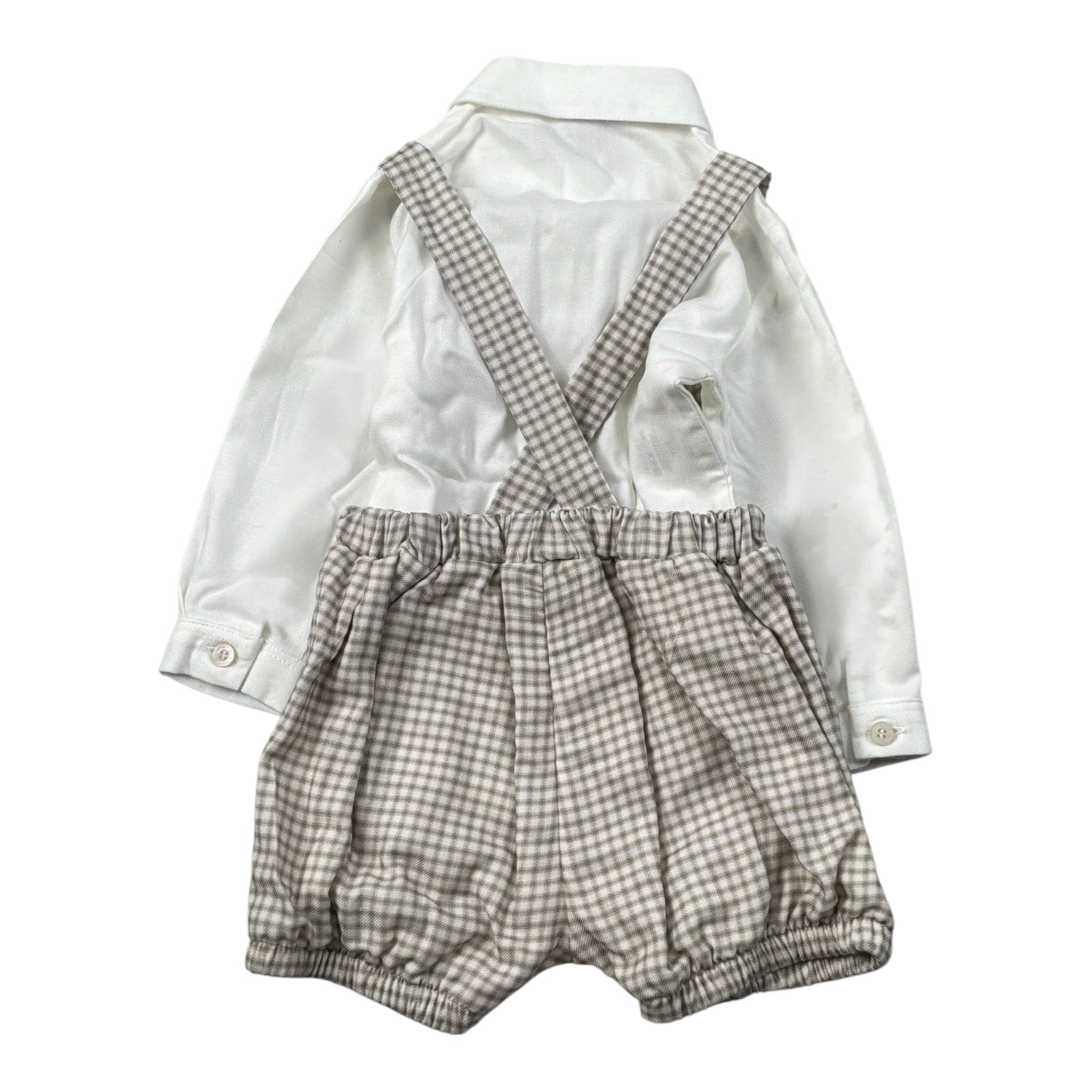 Barcellino Completo 3Pz Camicia Body-Salopette-Papillon Beige per Neonato 115615 BEIGE BARCELLINO 