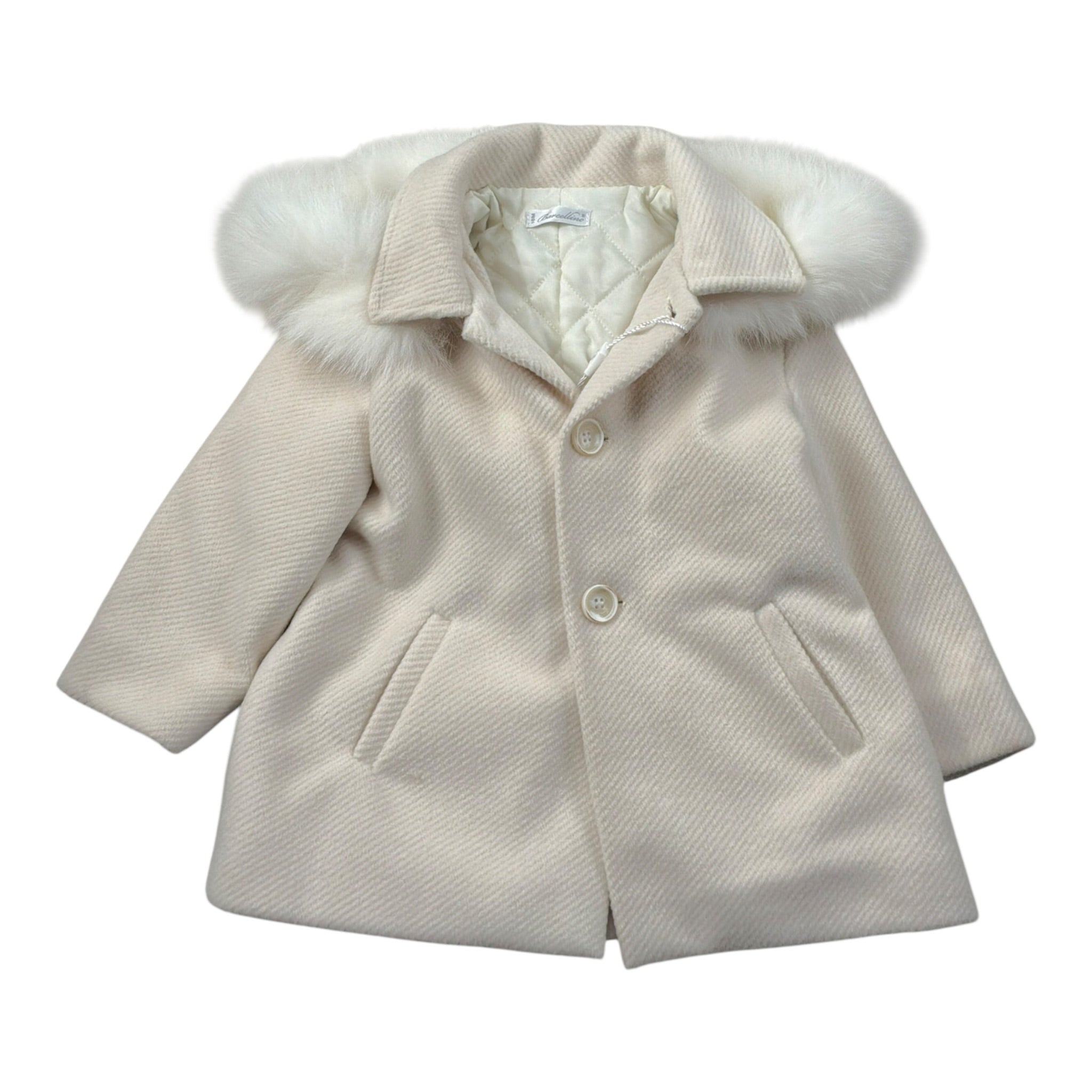 Barcellino Cappotto tinta unita con Cappuccio Panna per Neonata 116113 PANNA BARCELLINO 