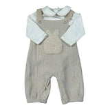 Barcellino Completo 2Pz Body-Salopette Bicolore Beige/Bianco per Neonato 125112 BEIGE/BIANCO BARCELLINO 