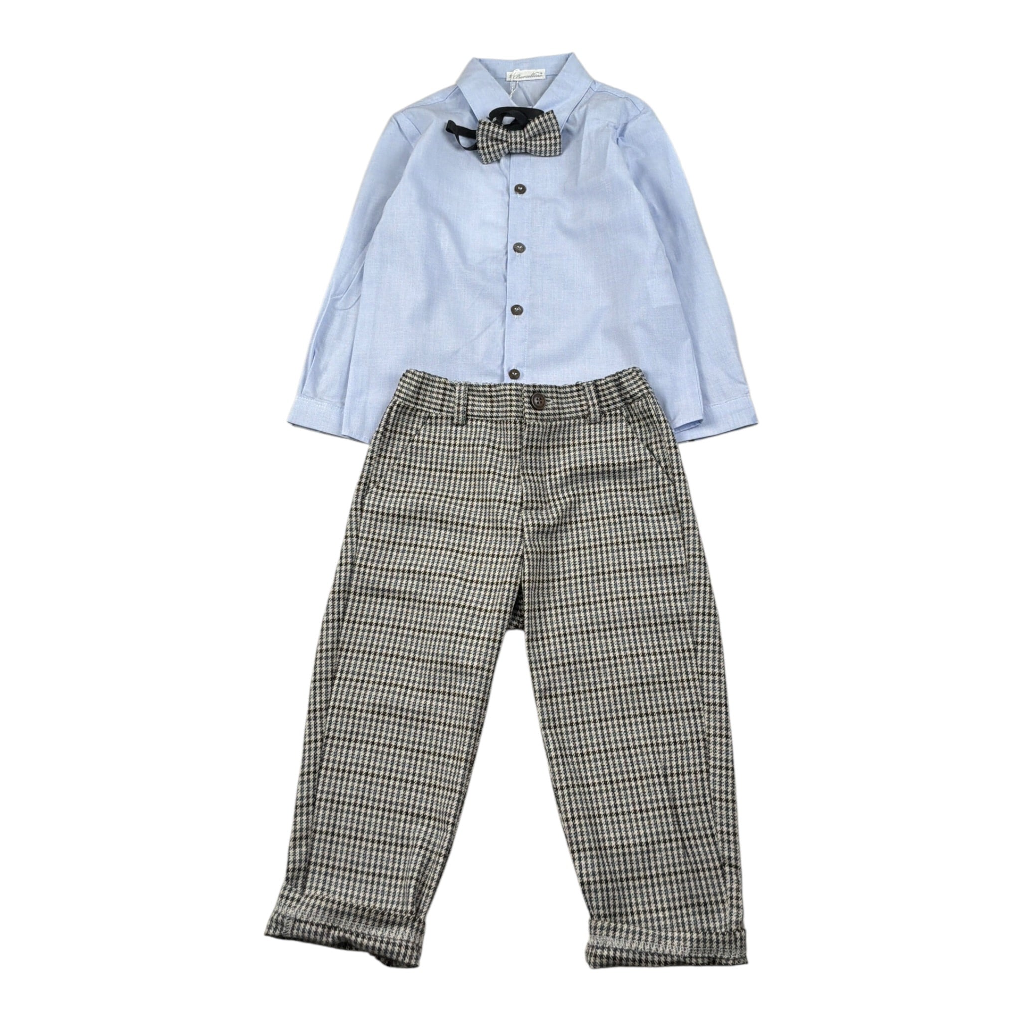 Barcellino Completo 3Pz Camicia-Pantalone-Gilet Azzurro per Neonato 125210 AZZURRO BARCELLINO 