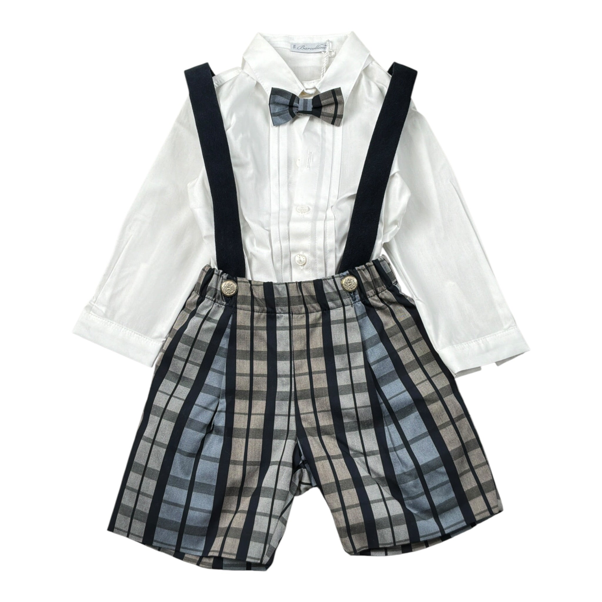 Barcellino Completo 3Pz Camicia Body-Salopette-Papillon Blu per Neonato 125219 BLU BARCELLINO 