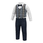 Barcellino Abito Cerimonia 4Pz Camicia-Pantalone-Gilet-Papillon Blu per Neonato 125220 BLU BARCELLINO 