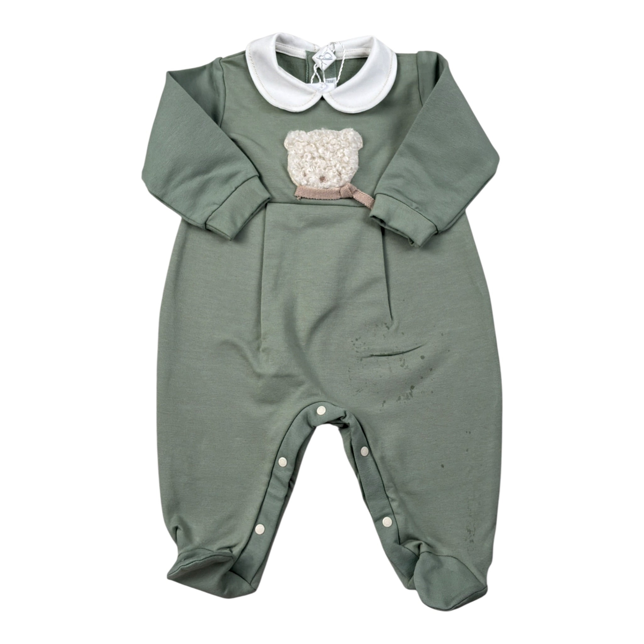 Barcellino Tutina tinta unita con Colletto Verde per Neonato 125601 VERDE BARCELLINO 