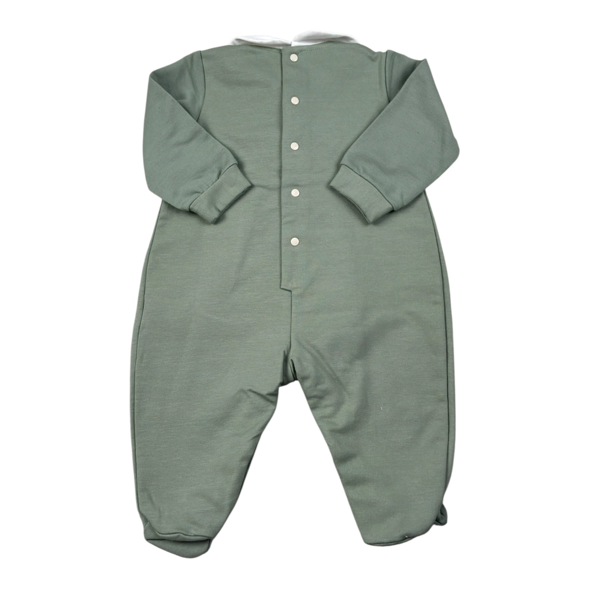 Barcellino Tutina tinta unita con Colletto Verde per Neonato 125601 VERDE BARCELLINO 