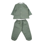 Barcellino Completo 2Pz tinta unita Felpa-Ghettina Verde per Neonato 125602X VERDE BARCELLINO 