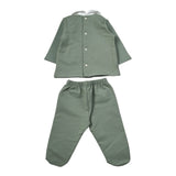 Barcellino Completo 2Pz tinta unita Felpa-Ghettina Verde per Neonato 125602X VERDE BARCELLINO 
