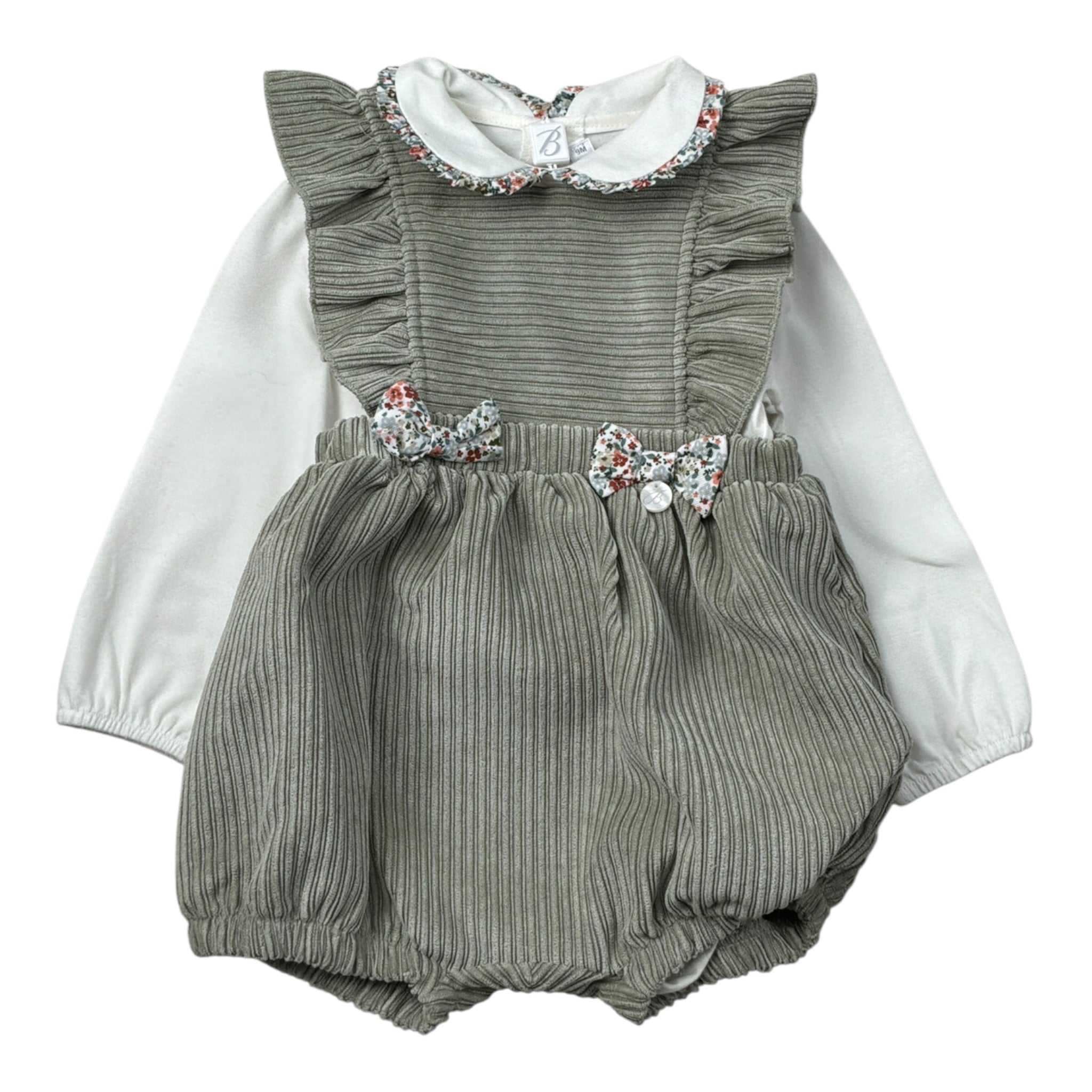 Barcellino Completo 2Pz Body-Salopette Verde per Neonata 125710 VERDE BARCELLINO 
