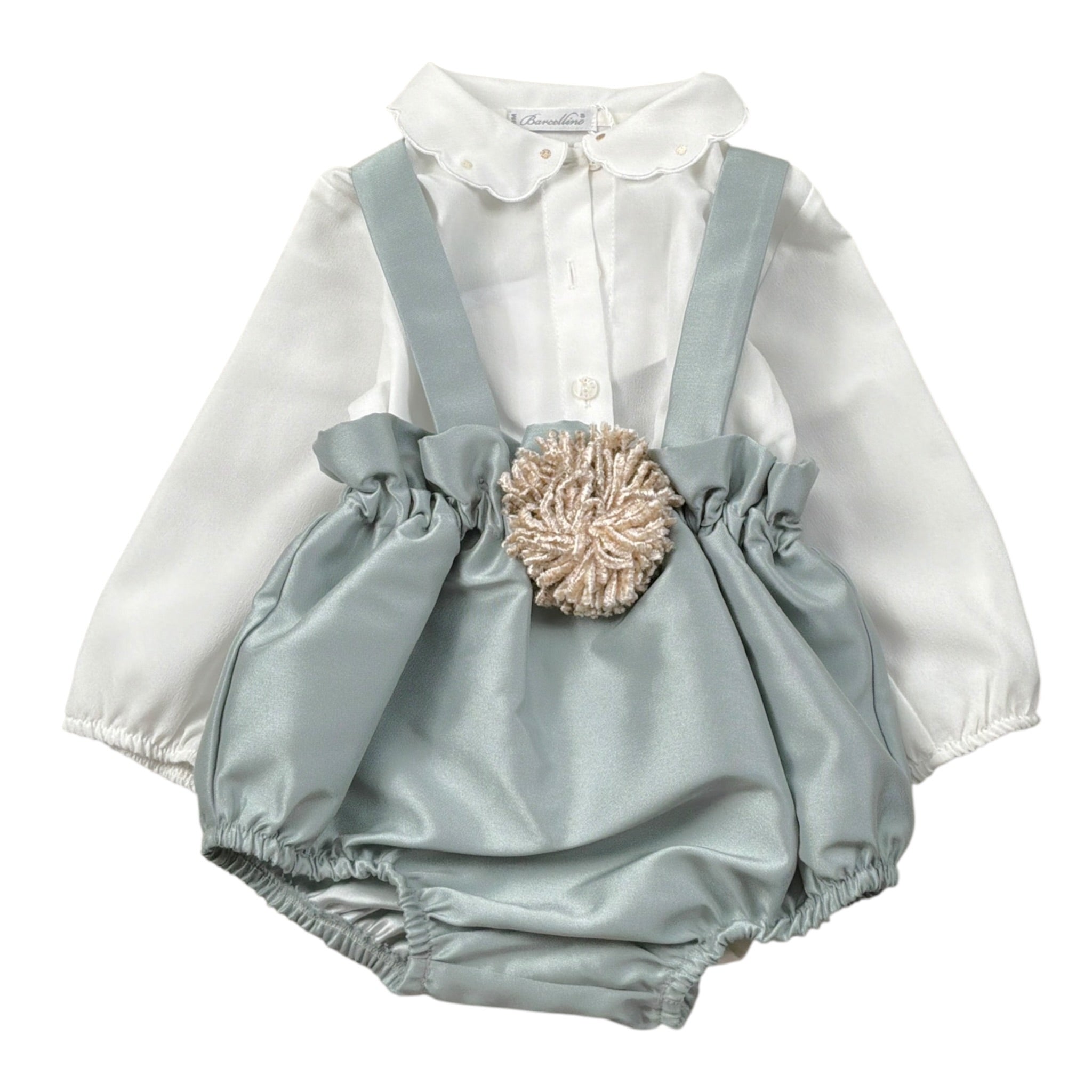 Barcellino Completo 2Pz Camicia-Salopette Bianco per Neonata 125911 BIANCO BARCELLINO 